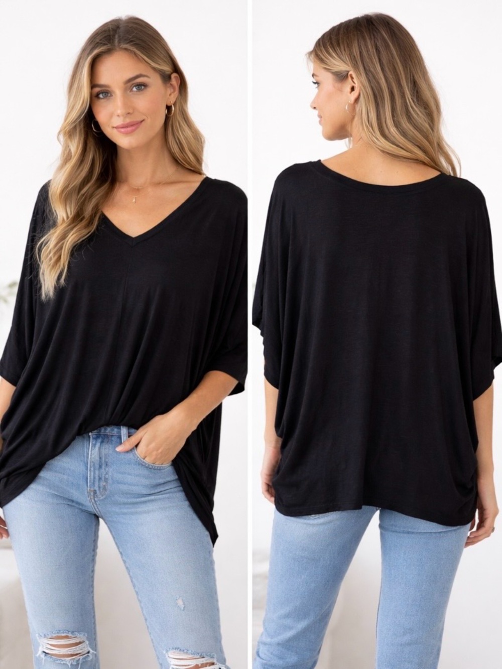 Anthropologie Dolan Women’s XS Oversized Front & Back V-Neck Lightweight Blouse
